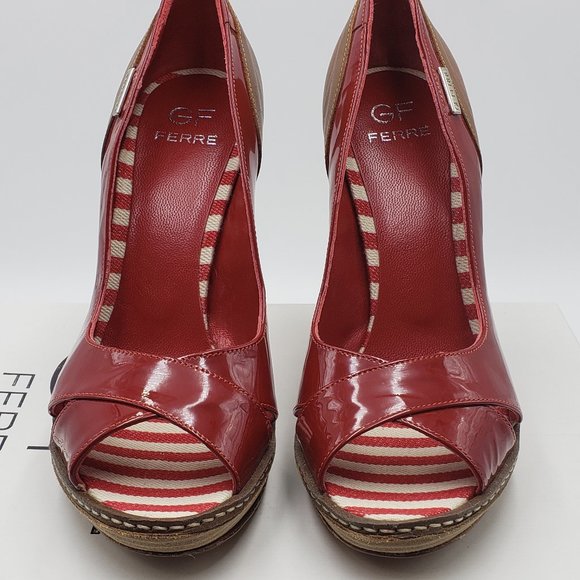 New - GF FERRE Red Patent Leather Heels SIZE 37 - Picture 3 of 8